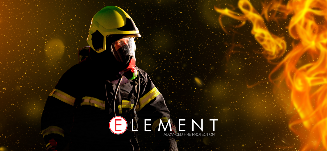 A fire fighter is equipped with professional gear to combat the fire.
